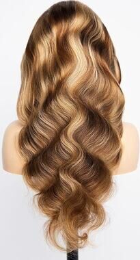 22" 427 Honey Blonde Body Wave Human Hair Lace Front Wig Glueless